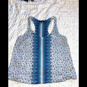 Randsom tribal lose knit turquoise/white racer top